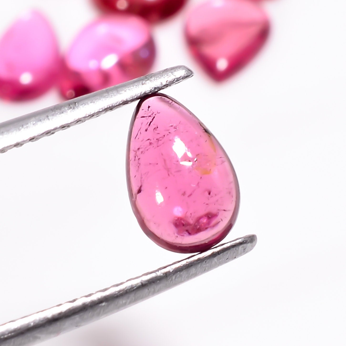pink tourmaline pear shape cabochon loose gemstone 12 pcs lot